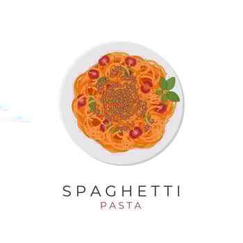 Spaghetti Pasta Illustration Logo With Bolognese Sauce And Minced Meat vector