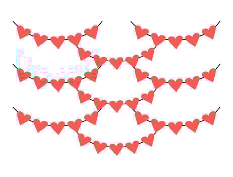 illustration of hanging love shape decoration for valentines day. cute heart vector template.