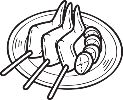 Hand Drawn Grilled Chicken Wings or Thai food illustration png