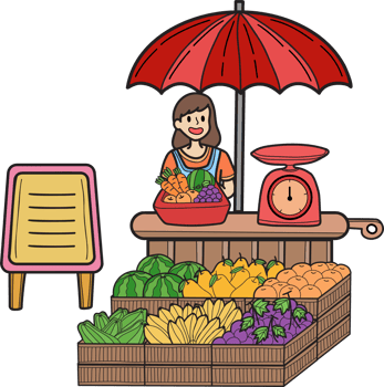 Hand Drawn Street Food fruit stall illustration png