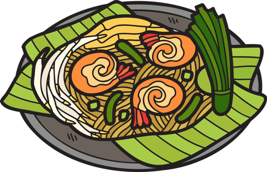 Hand Drawn Pad Thai or Thai food illustration png