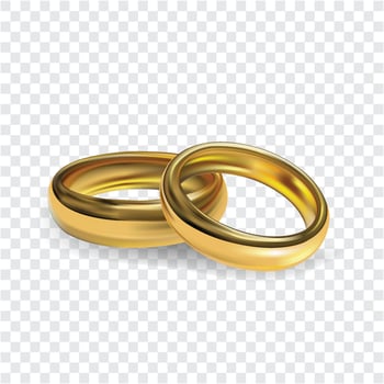 Realistic 3d gold engagement ring vector and illustration