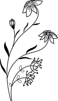 Flower doodle hand drawn vector element in black line vector