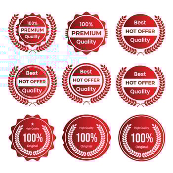 Circle Vintage and Retro Badge Design Red Color vector