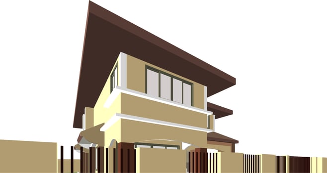 3D illustration of building project vector