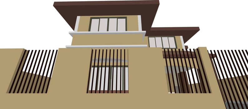 3D illustration of building project vector