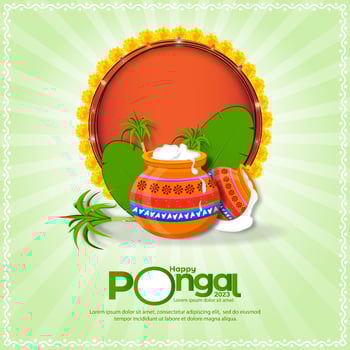 Happy Pongal South Indian harvest festival celebration banner or poster design background vector
