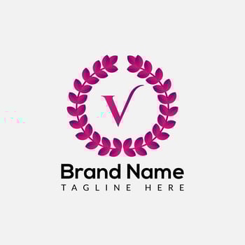 Leaf Logo On Letter V Template. Leaf On V Letter, Initial Fashion and Beauty Sign Concept vector