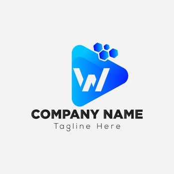 Play Button Logo On Letter W Template. Play icon On W Letter, Initial Play Sign Concept vector