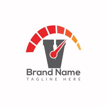 Speed Logo On Letter V Template. Speed On V Letter, Initial Speed Sign Concept vector