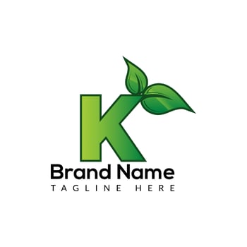 Eco Logo On Letter K Template. Eco On K Letter, Initial Eco, Leaf, Nature, Green Sign Concept vector