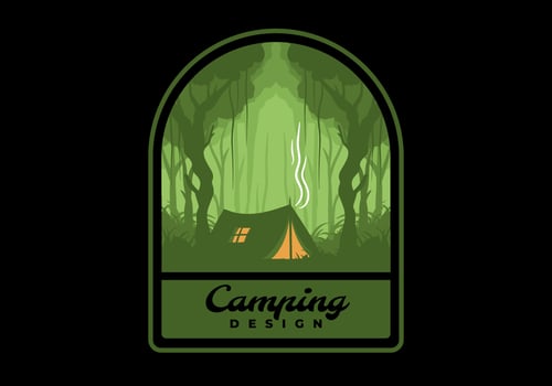 Colorful flat illustration of camping in the jungle vector
