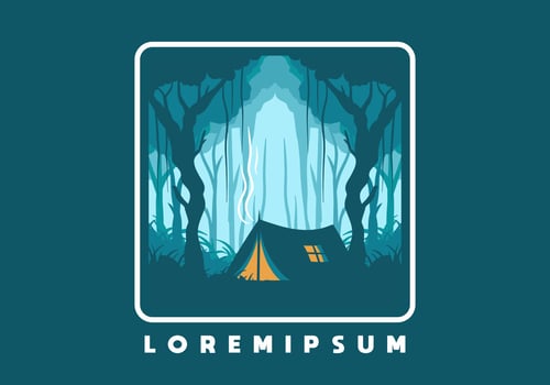 Colorful flat illustration of camping in the jungle vector