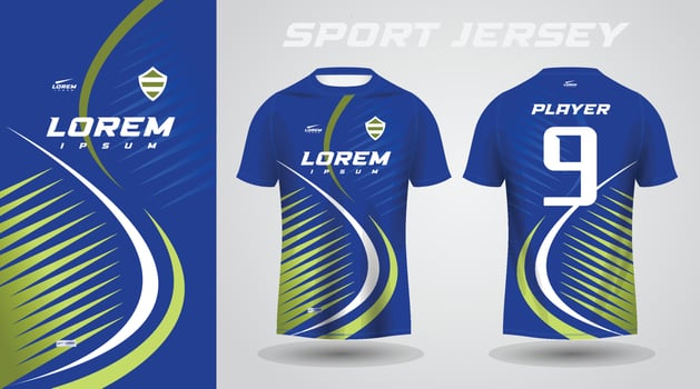 blue green t-shirt sport jersey design vector