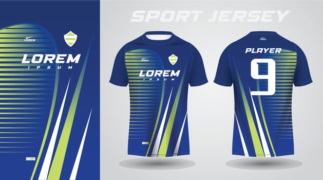 blue green t-shirt sport jersey design vector
