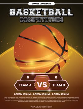 Basketball tournament flyer poster design with flame on fire vector