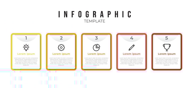 Infographic list template with 5 column points and icons vector