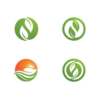Logos of green Tree leaf ecology vector