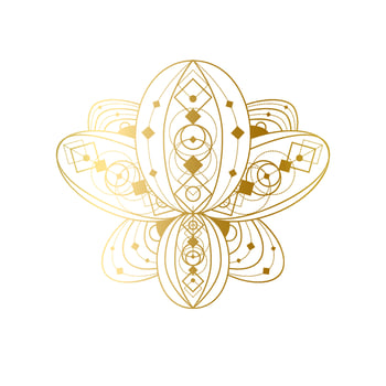 Lotus flower with geometric golden ornament vector linear illustration