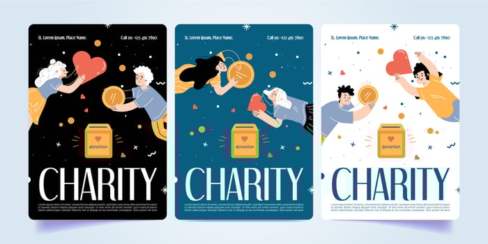 Set of charity campaign banner design templates vector
