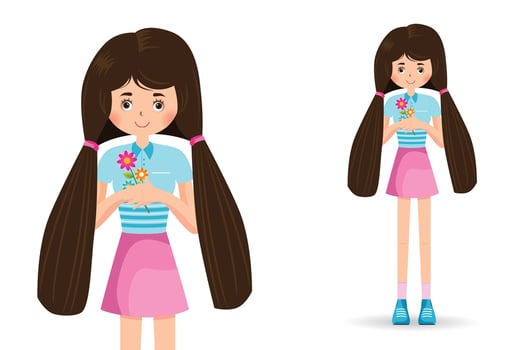 cute little girl holding a flower vector