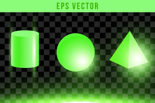 3D Geometrical green shapes in trendy isolated vector eps 10