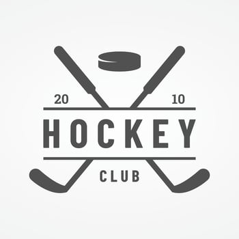 ice hockey sport badge template with hockey ball and stick.For club, tournament,emblem,championship and business. vector
