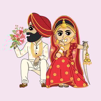 Indian wedding cartoon character vector