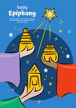 Three wise men bringing gifts vector illustration