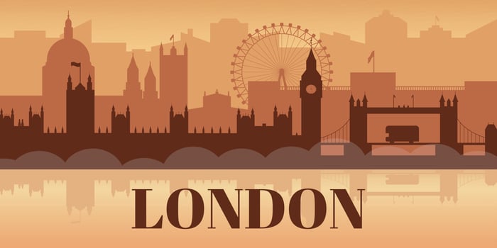 Skyline of London. Background of the cityscape of Great Britain. Foggy city. vector
