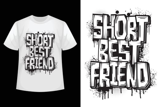 Short best friend - Friend t-shirt design template. vector