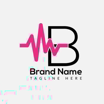 Medicine Logo On Letter B Template. Medical Icon On B Letter, Initial Heart Beats, Health Sign Concept vector