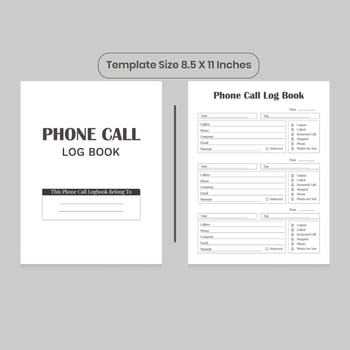 Phone Call Log Book and KDP Interior vector