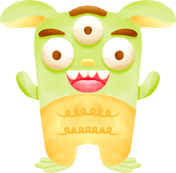 watercolor monster character element cute kids baby illustration png