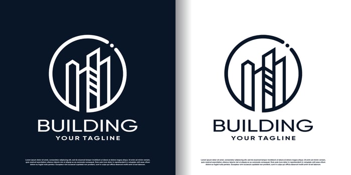 building logo design with creative unique style premium vector