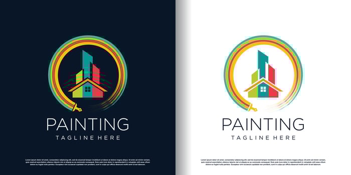 painting logo design with creative unique style premium vector