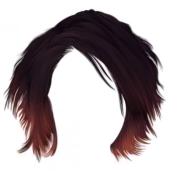 trendy  woman disheveled hairs kare with fringe  . dark   varicolored  red coloring. medium length . beauty style . realistic  3d . vector