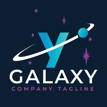 Galaxy Template On Y Letter. Planet Logo Design Concept vector