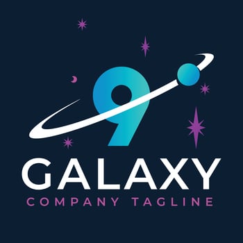 Galaxy Template On 9 Letter. Planet Logo Design Concept vector