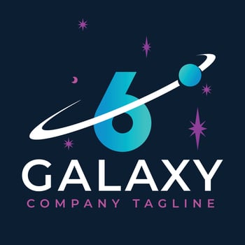 Galaxy Template On 6 Letter. Planet Logo Design Concept vector