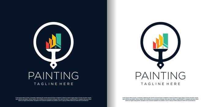 painting logo design with creative unique style premium vector