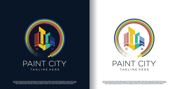 painting logo design with creative unique style premium vector