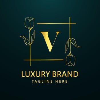 Premium letter V logo icon design. Luxury jewelry frame gem edge logotype. Beauty, Fashion, Spa icon, Floral logo design vector