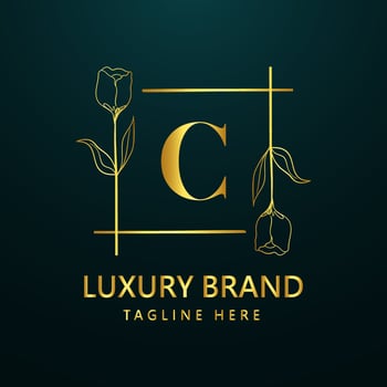 Premium letter C logo icon design. Luxury jewelry frame gem edge logotype. Beauty, Fashion, Spa icon, Floral logo design vector