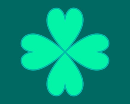 Green Four Leaf Clover with Outline vector