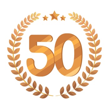 fiftieth annivesary golden badge vector