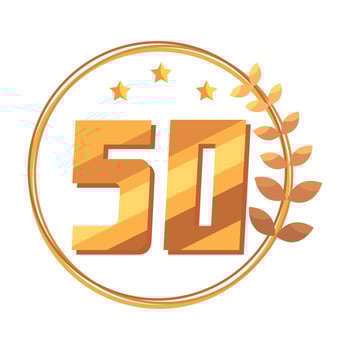 fiftieth annivesary golden emblem vector