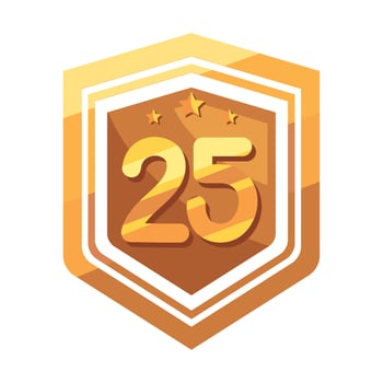 twenty fifth annivesary golden badge vector