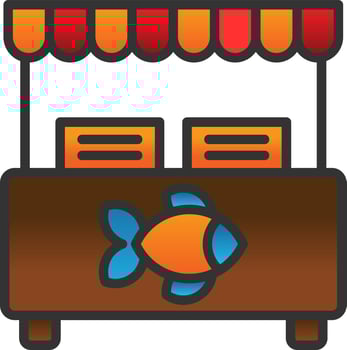 Fish Market Vector Icon Design