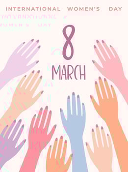 Illustration with female hands. Vector design concept for International Women's Day and other use